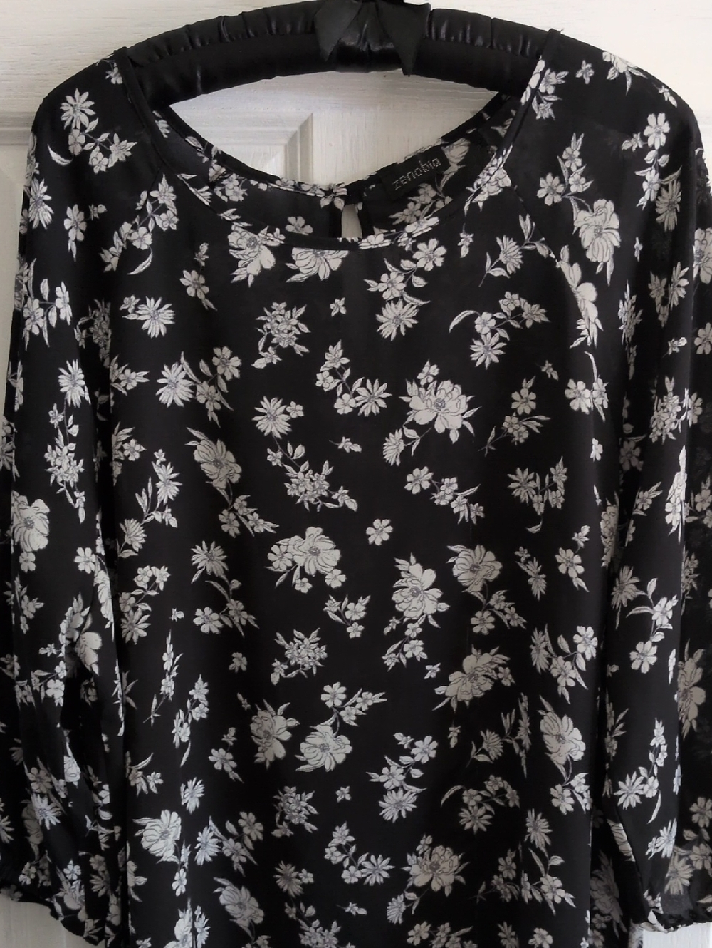 Black Floral 3/4 Sleeve Women’s Top
